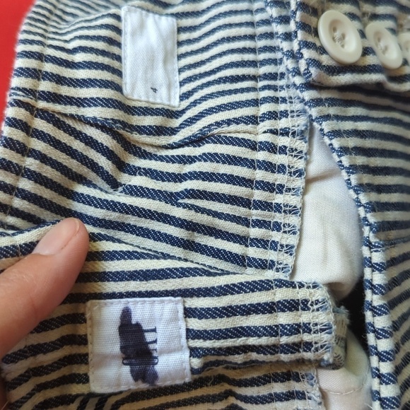 Gap Striped High Waisted Button Fly Slim Pant Blue White 4 Nautica summer preppy - Picture 7 of 8